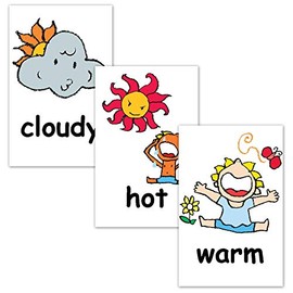 Flash Cards (Weather) - Postcard Size - English Card.com Flashcards, English word cards (Climate) - Postcard size