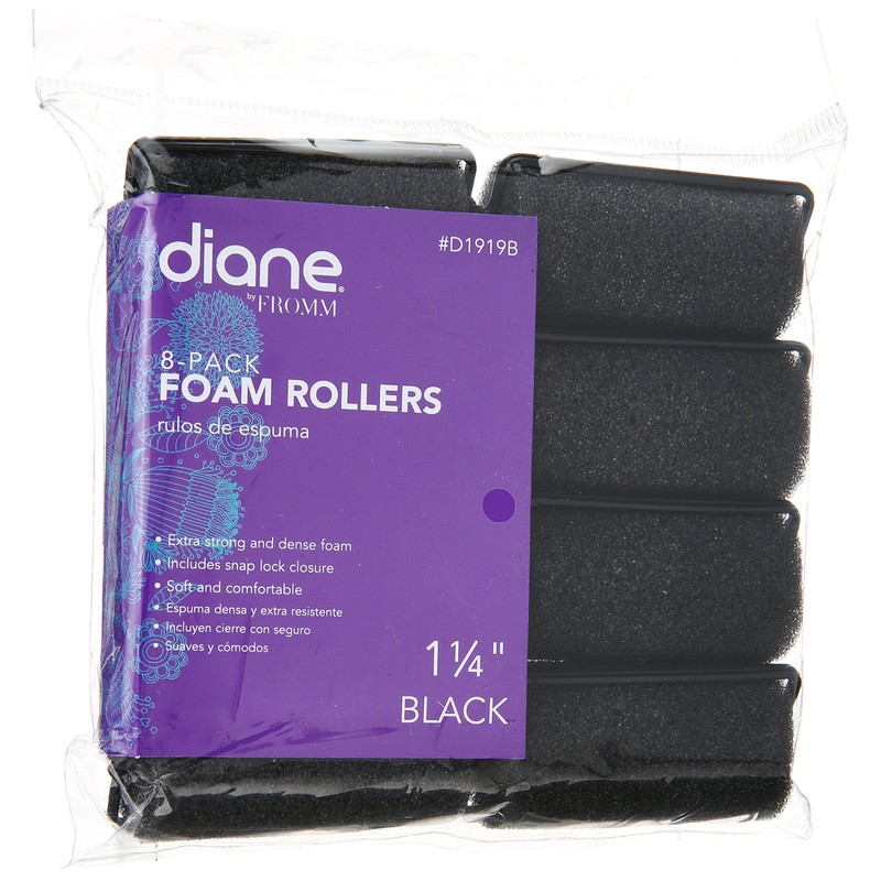 Diane Foam Rollers, Black, 1.25", 8/bag