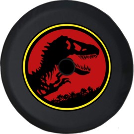 JL Spare Tire Cover Dinosaur T-Rex Park 4x4 Offroad Tire Cover With Backup Camera Hole BUC (Fits: Accessories) Black Size 33 Inch With Grommets