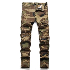 AITITIA Men's Ripped Regular Fit Stretch Jeans (34, 6626 Camo)