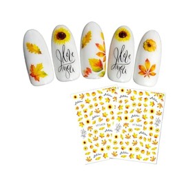 Autumn Leaves Nail Decals Sticker Sunflower Maple Rabbit Red Fox Thanksgiving Xf3408 Nail Wraps Stickers Manicure Supplies for Women Nails Full Long Lasting Easy Apply and Remove
