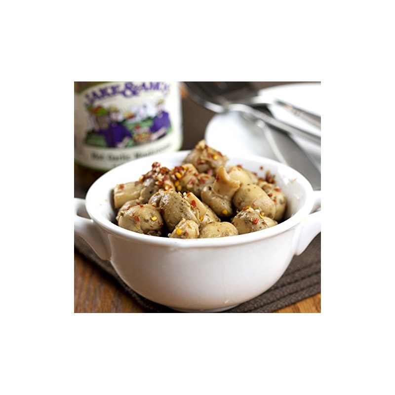 Jake & Amos Pickled Hot Garlic Mushrooms, 16 Oz. Jars