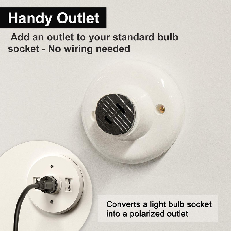 DiCUNO UL Listed E26 Light Socket to Plug Adapter, 2