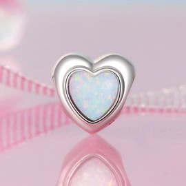 NINGAN I Love You Heart Charm 925 Sterling Silver Charm Bead for European Bracelets and Necklaces, Silver, Cubic Zirconia