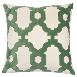 Homey Cozy Applique Green Cotton Canvas Throw Pillow Cover,Spring Green Series Geometric Chain Modern Western Decorative Sofa Couch Pillow Case 20x20,Cover Only