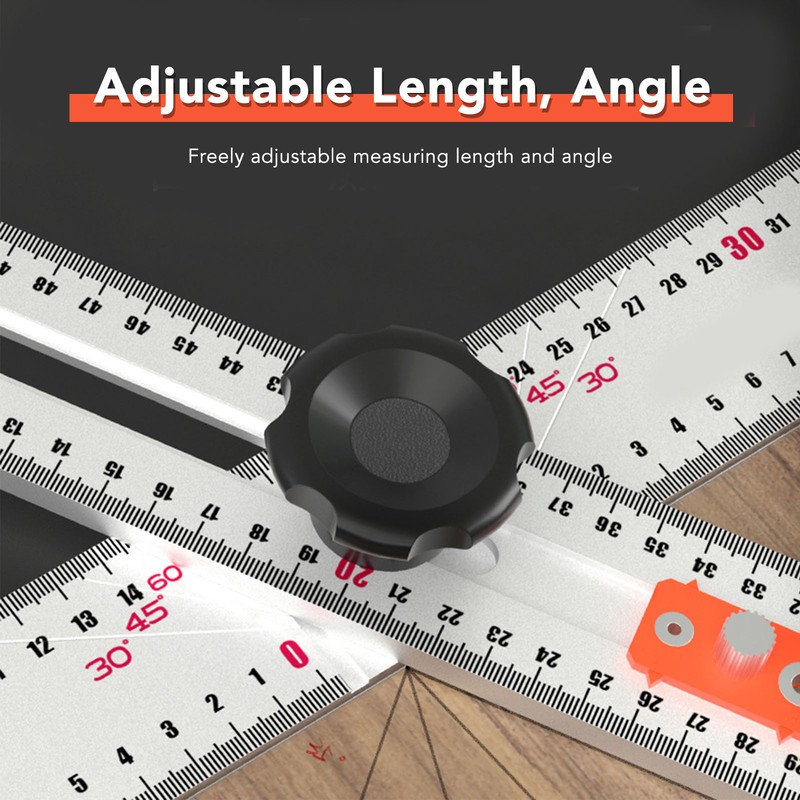 Woodworking Ruler Scribing Tool 2 In 1 Multifunctional Aluminum Alloy