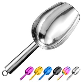 Metal Ice Scoop 6 Oz, Small Stainless Steel Ice scooper for Ice Maker Ice Bucket Kitchen Freezer Bar Party Wedding, Multipurpose for Coffee Bean,Flour Scoop,Dog Food Scoop (6 OZ-Silver)