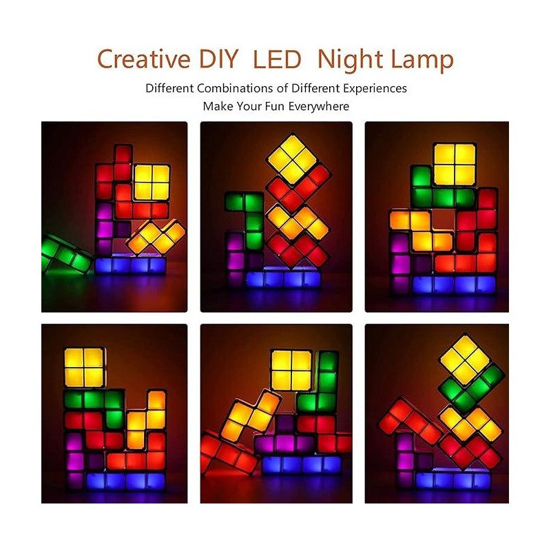 Tetris Puzzle LED Table Lamp Retro Style Jigsaw Stackable Lamp,
