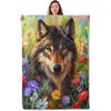 UNDAHIS Wolf Theme Blanket, Soft Cozy Warm Throw Blanket for