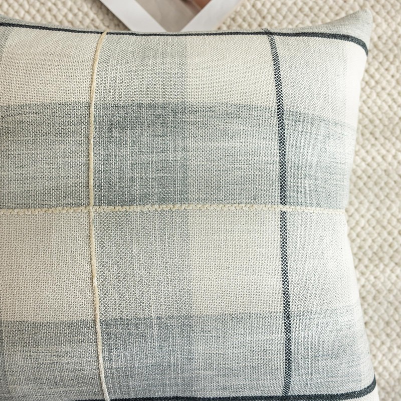 vctops Rustic Lattice Cotton Linen Decorative Throw Pillow Cover Embroidery