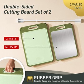 2 in 1 Stainless Steel Cutting Board with Handle 2 Packs Metal Chopping Board Solid Thick Wood Juice Groove Chopping Board Small Big Xl XXl xlarge Oversized Kitchen Counter Organic Vegetable Meat Kit