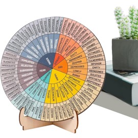 Leanockesa Emotion Wheel - Double Sided Feelings Wheel for Therapy & Mental Health, Office Desk Decor with Stand, Therapist Gift for Home Office, Women & Men, Emotions Chart