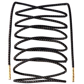 LitLaces - Premium Round Elastic Design Fashion Shoe Laces (Black/Gold/Gold, 36")