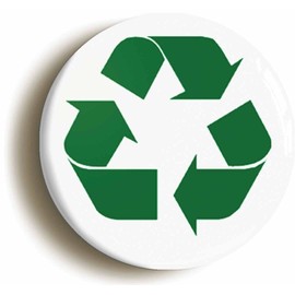 Ozorath GREEN RECYCLING BADGE PIN BUTTON (Size is 1inch/25mm diameter) ENVIRONMENT ECOLOGY
