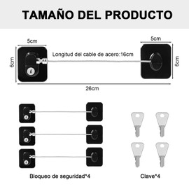 4 Piezas Cerraduras para Puerta de Refrigerador, Candado para Refrigerador, Cerradura Autoadhesiva para Refrigerador con llaves, No Requiere Perforación, Adecuado para Ventanas, Armarios, Frigoríficos, Gabinetes