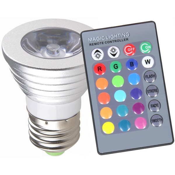 GPCT iMounTEK LED Magic Light Bulb with 16 Colors, 3 Watts, 25000 Hours (Multi Colored (4 Pack))