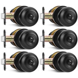 goldenwarm Matte Black Door Knobs Interior, Privacy Bedroom DoorKnobs, Black Interior Door Knobs Round Door Knob 6 Pack