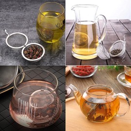 KOMUNJ 2 Pcs Stainless Steel Tea Strainer Food Grade Mesh Tea Filter, Tea Filter Spice Filter Ball Herbs Infuser with Extended Chain Hook, for Loose Leaf Tea and Spices Seasonings, 4.5cm