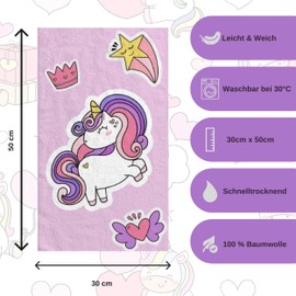 damaloo Children's Cotton Towel 30 x 50 cm - Guest Towel with Unicorn & Star Motif - Small Towel for Boys & Girls - Hand Towel or Wash Cloth for Children
