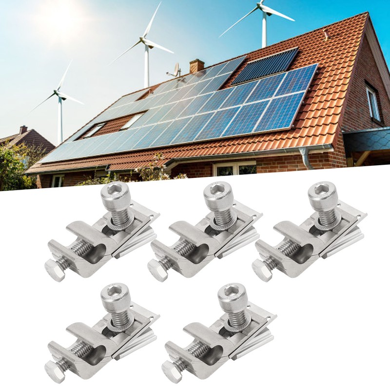 5Pcs Solar Panel Grounding Lugs PV Mounting System Metal Clips