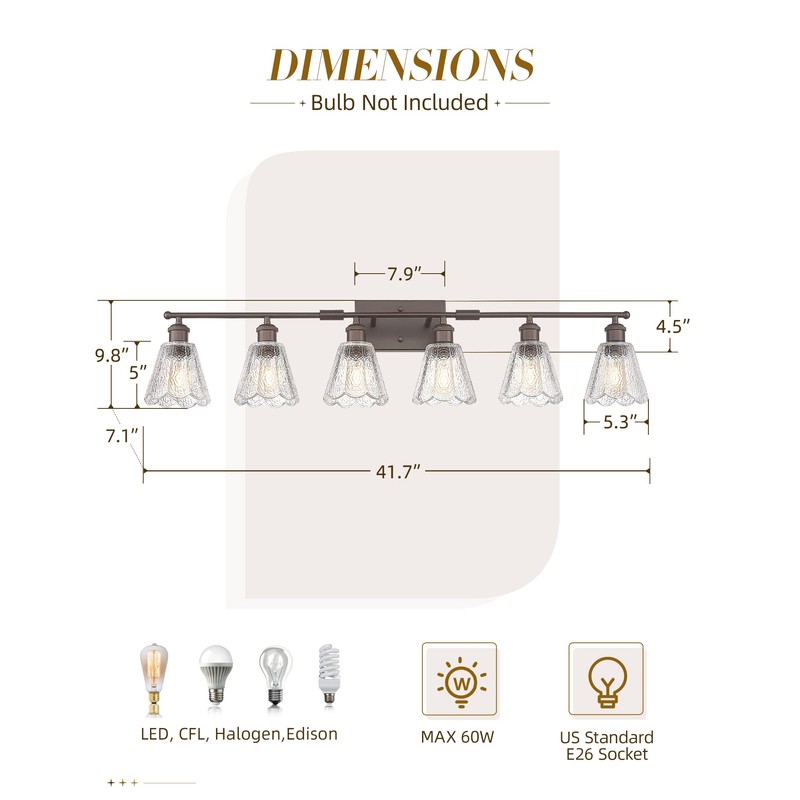 HWH Farmhouse Vanity Light Fixture, Rustic Bathroom Light Fixtures for