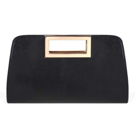 VASCHY Bolsa de Fiesta de Noche,Bolsa Embrague Mujer Bolso de Cuero Vegano con Asa Recortada Bandolera Crossbody para la Boda, Fiesta, Negro