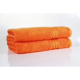Bentley Priory Linens 2 PACK Supreme BATH Towels for Bathroom 500GSM Super Soft Egyptian Collection 100% Cotton Pack of 2 Absorbent and Quick Dry bathroom Towels Set 70 x 125cm (ORANGE)