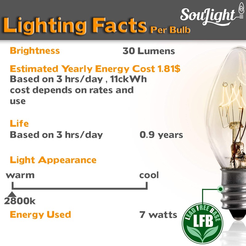 7 Watt Night Light Replacement Bulbs - 12 Pack Salt