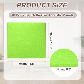 HARFINGTON 18pcs Acoustic Panels 11.8" x 11.8" x 0.3" Square Self Adhesive Sound Proof Wall Panels High Density Sound Deadening Foam Panel for Home Office Recording Room Studio, Green