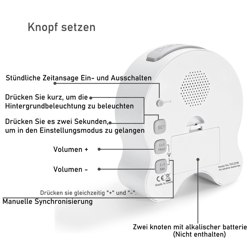 Hearkent Talking Alarm Clock with German Pleasant Voice, Backlight and