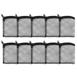 AQUANEAT 10pcs Aquarium Filter Media Bags, Fish Tank Coarse Mesh Bags with Plastic Zipper for Activated Carbon (3" x 4")