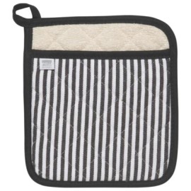 Now Designs Superior Cotton Pot Holder - Narrow Stripe Black