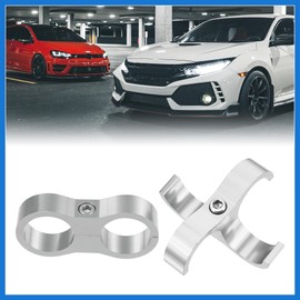 VekAuto 3pcs Aluminum Alloy AN12 Car Hose Separator Clamp Fuel Line Connector for Oil Fuel Hose Silver Tone Auto Accessories