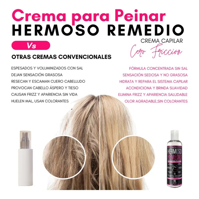 Crema Peinar Hermoso Remedio Antifrizz Reparación Hidratación 120ml