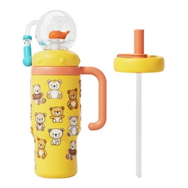 HBSAPKKA Whale Fountain Tumbler, Stainless Steel Insulated Whale Cup Water Bottle Drinking Cup for Kids Adults Whale Squirt Weighted Sippy Straw Cups 2 Lids 24oz