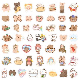 Pack of 100 Cute Bear Stickers Cute Sticker Kawaii Bear Graffiti Decals Waterproof for Car Skateboard Travel Suitcase Motor/Bicycle Boat Computer/Laptop/Tablet Children's Room