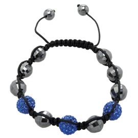 Carlo Monti Women's Shamballa Bracelet with Dark Blue Length Adjustable, different stones on Black Fabric Band JCM1148 592
