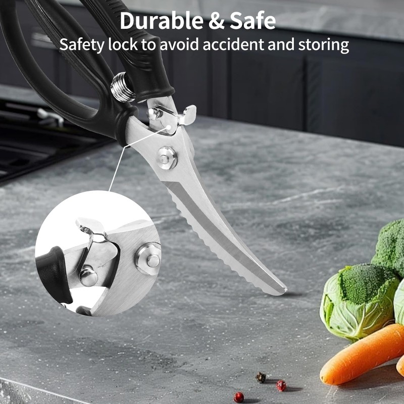 FUZVOL Poultry Shears - Heavy Duty Kitchen Scissors with Safety