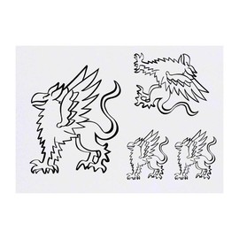 4 x 'Griffin' Temporary Tattoos - Water Resistant, Skin-Safe, Non-Toxic Transfers, Mixed Sizes (TO00015302)