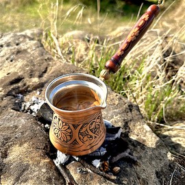 Copper Coffee Maker - Cezve Turkish Coffee Pot Set (4cups) - Greek Coffee Maker - Turkish Cezve - Arabic Coffee Set - Copper Coffee Pot - Turkish Coffee Pot Copper - Briki Arabic Greek Coffee Pot