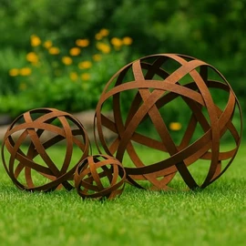 Der-Porzellan-Laden Rust Decoration Garden Decoration Ball (XS) Made of Metal, Patina Look, Diameter 20 cm, Brown, Decorative Rust Ball for Home and Garden, Durable and Weather-Resistant