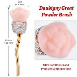 Blueshyhall Make Up Brush Glitter with Diamond Rhinestones, Cosmetic Brush, Large, Face Brush, Make-Up Brush Foundation, Brush Travel for Powder, Blush, Creams (White)