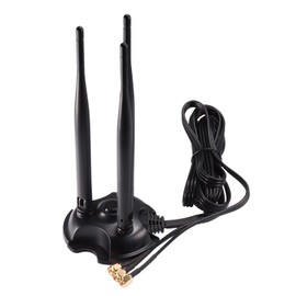 Eightwood 2.4GHz 5GHz Dual Band WiFi Antenna, 3 RP-SMA Connector WiFi 6 Antenna Magnetic Base for PC Desktop Computer, PCIe Network Card, Wireless Router, Mobile Hotspot