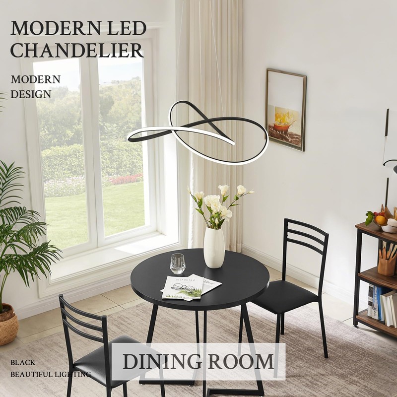 Sparklelf Modern Chandelier Black D20in LED Pendant Light Fixtures for