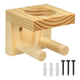 PATIKIL Baseball Bat Holder, Baseball Wall Mount Bat Holder Sports Display Wall Mount Softball Storage Hockey Stick, Wood Color