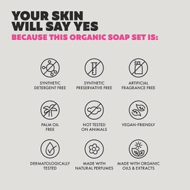 Skin Said Yes Organic Soaps Bars (Set of 8) - Shea Butter, Olive Oil, Lavander, Sandalwood, Aloe Vera & Cucumber Extract-All Natural & Vegan Bar Soap,Jabones Artesanales Naturales (Original Packaging)
