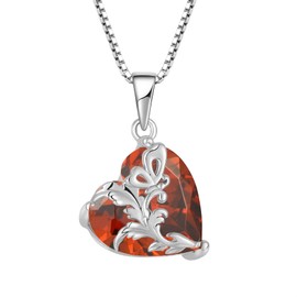 Oskani Butterfly Flower Birthstone Necklace for Women, 925 Sterling Silver 5A Cubic Zirconia Heart Pendant Jewelry, Anniversary Birthday for Wife Mom Her, Cubic Zirconia, Cubic Zirconia