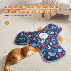 tikibest Interactive Cat Toy, Cat Toys Interactive with Touch Activation, Interactive Cat Toys for Indoor Cats with Moving Feather & Mouse Sounds, Cat Toys for Bored Indoor Adult Cats