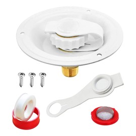 RV City Water Fill Inlet Flange Check Valve Water Hookup Connector 3/4 NH Female to 1/2 NPT Male Mount Lead-Free Brass Flush RV Water Backflow Preventer with Dust Plug for RV Camper Motorhome