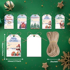50Pcs Vintage Christmas Gift Tags for Gifts, Christmas Gift Tags with String, Christmas Labels for Gifts for Women 2024 Holiday Gift Tags Christmas Name Tags for Friends Coworkers Neighbors Family